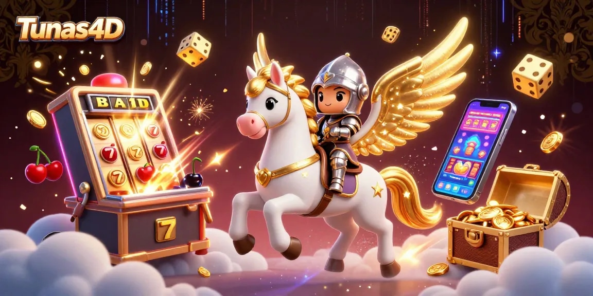 Tunas4D memberikan pengalaman bermain yang seru dengan jackpot melimpah dan simbol kasino bersinar.