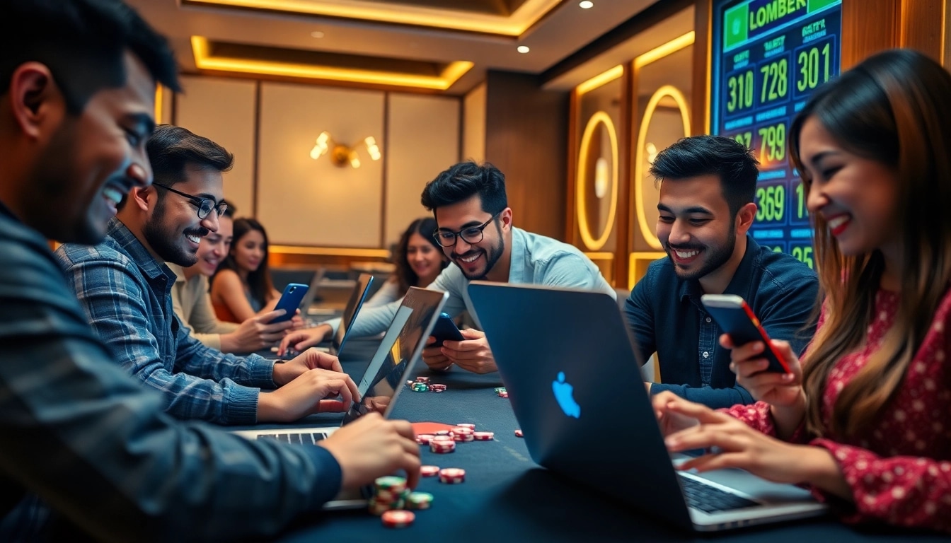 Menampilkan pemain situs togel online dengan penuh semangat di ruang permainan modern.