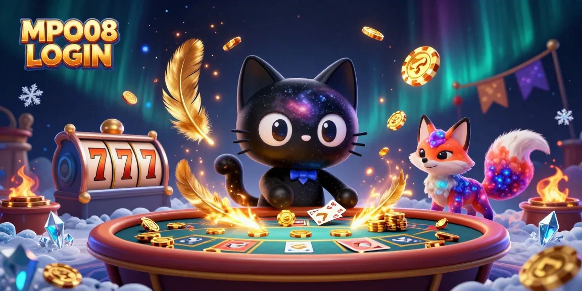 Win at MPO08 LOGIN with the charming black hole cat at the cosmic casino table!