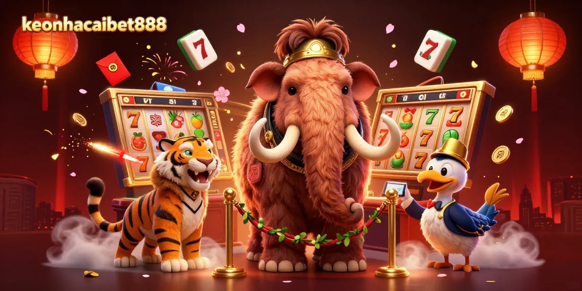 Experience the vibrant casino scene with keonhacaibet888 showcasing its colorful characters and gaming elements.