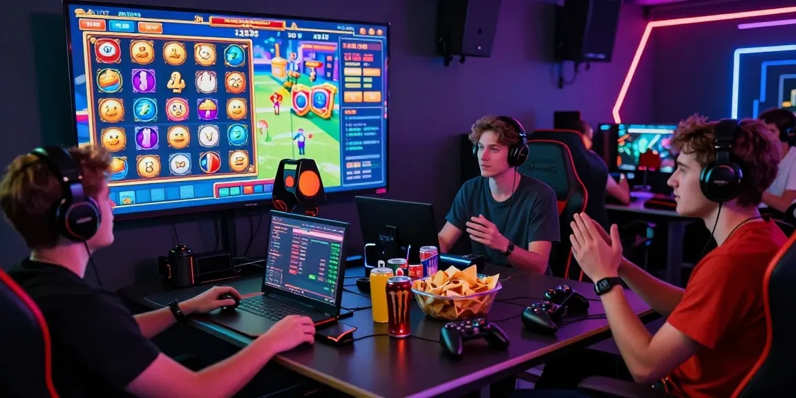 Slot gacor: Pemain antusias menikmati berbagai permainan slot di lingkungan digital yang cerah.
