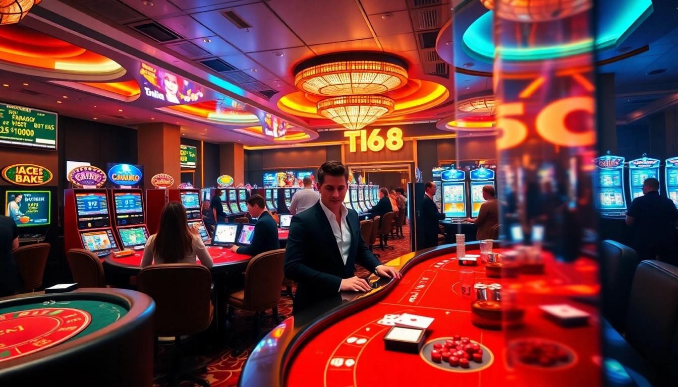 Twin68's vibrant and engaging online casino with players in action, showcasing games like poker and baccarat.