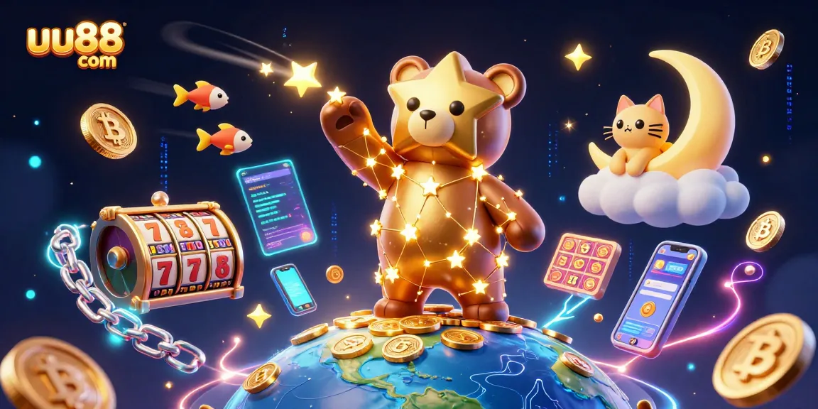 Experience the thrill of winning at uu88 com with a dazzling 3D casino scene featuring vibrant characters and rich casino elements.