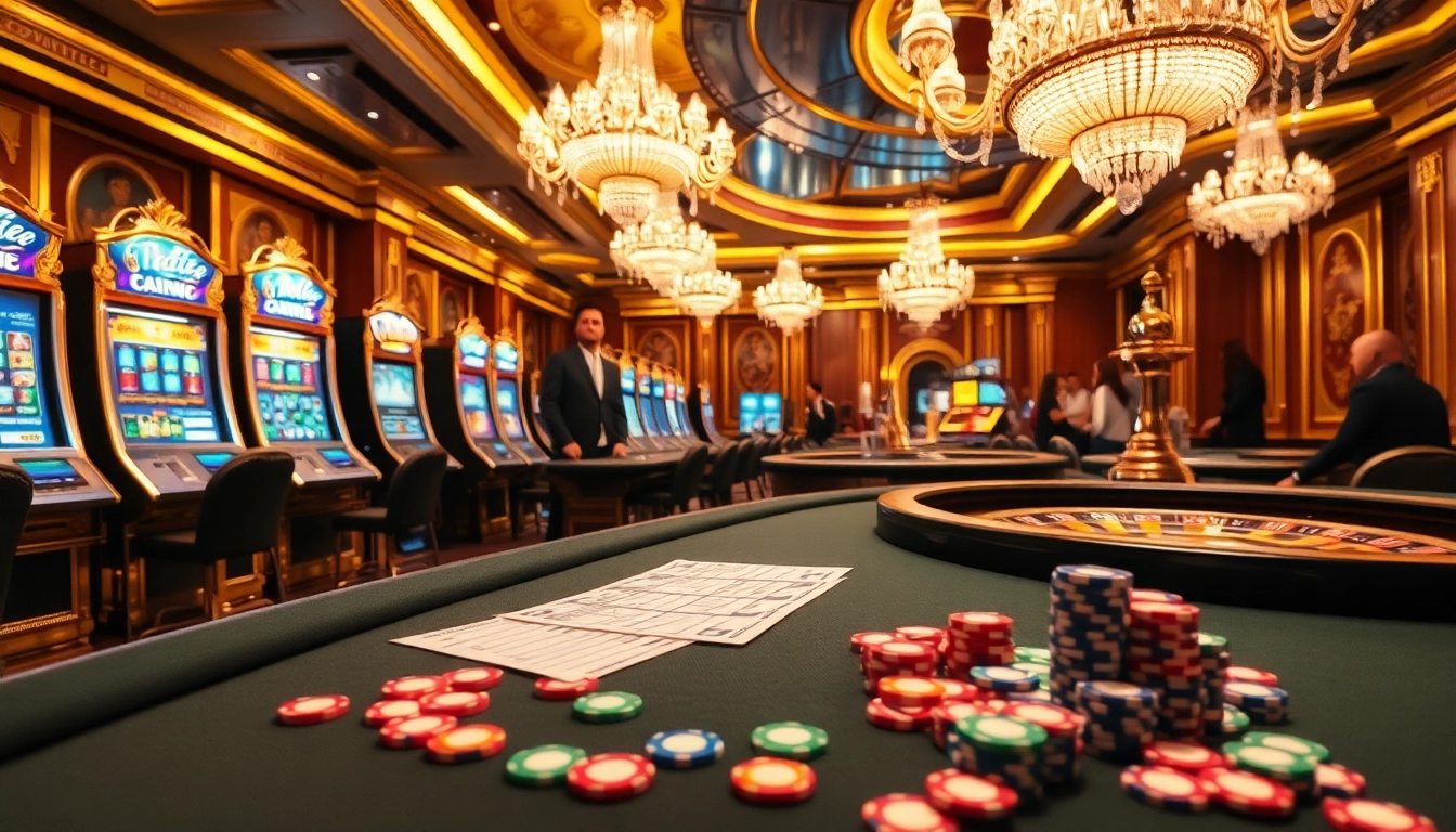 Players enjoying a thrilling game at 78winn.co casino, with vibrant poker chips and luxury interiors.