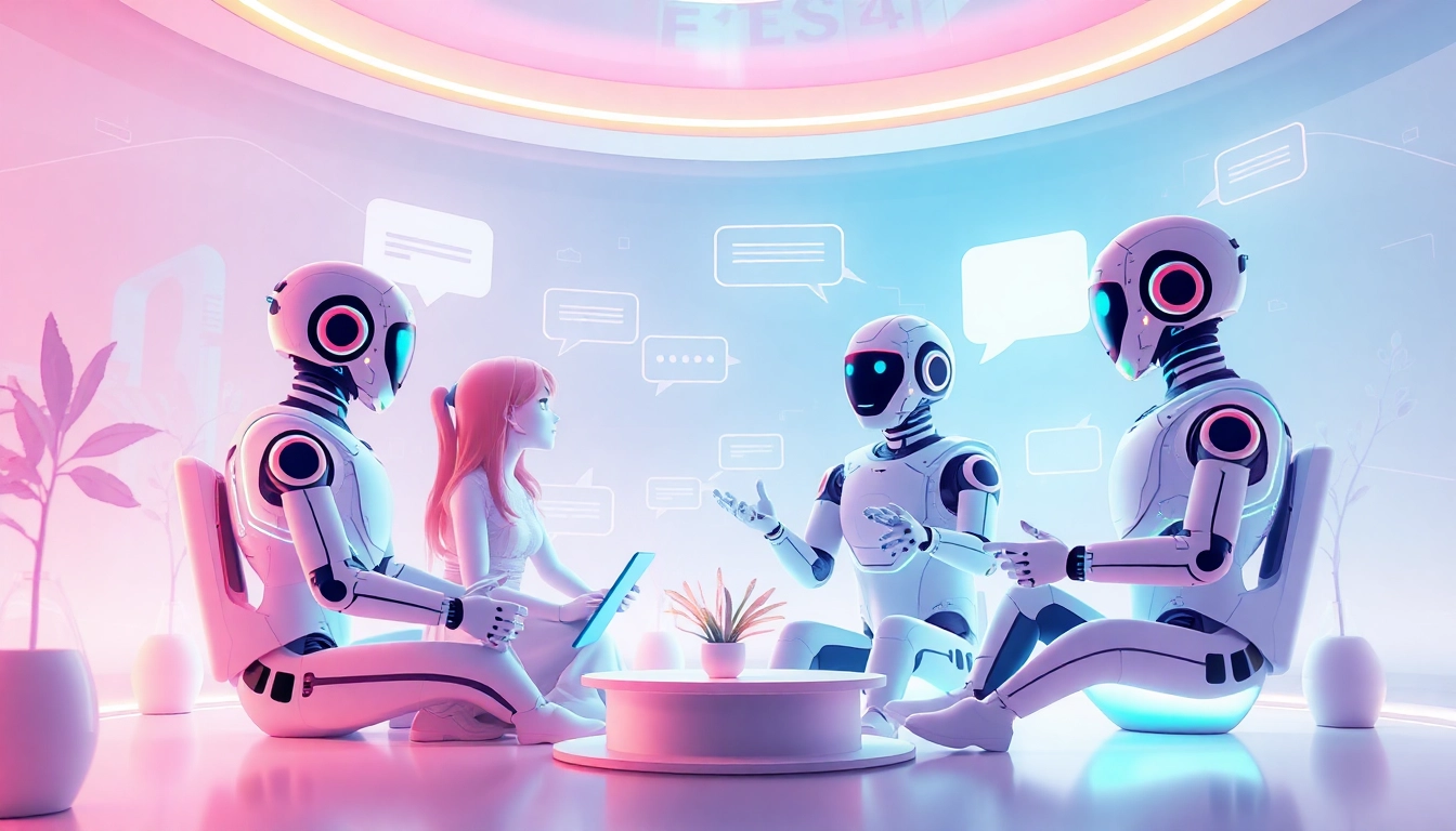 Interactive scene showing diverse users connecting with Crush AI companions in a warm digital environment.