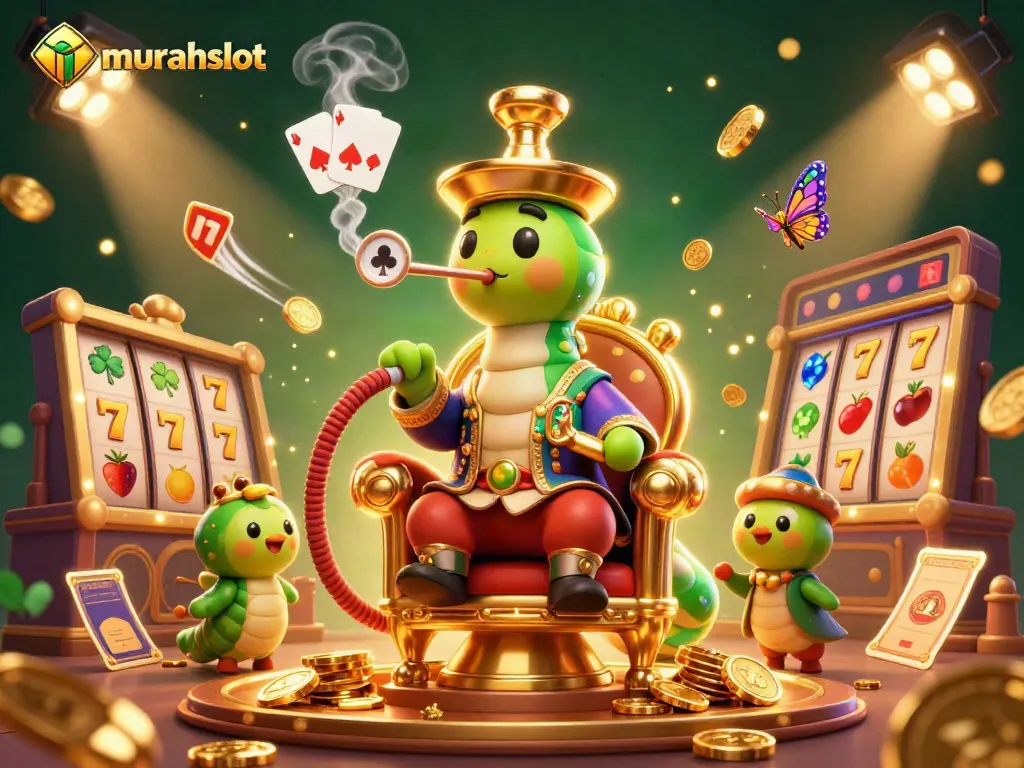 Experience the excitement of murahslot with a vibrant 3D casino illustration featuring dynamic game elements.