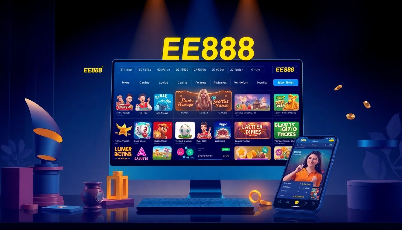 Engaging online gaming interface representing EE88 with vibrant designs and secure betting options.