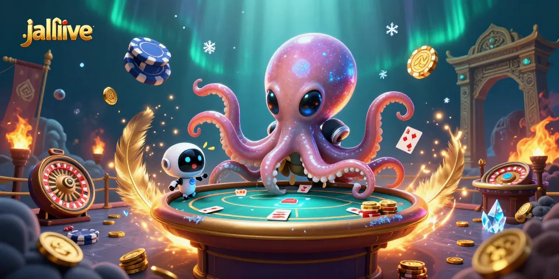 Experience the excitement of jalalive streaming with an alien octopus at a dynamic poker table.