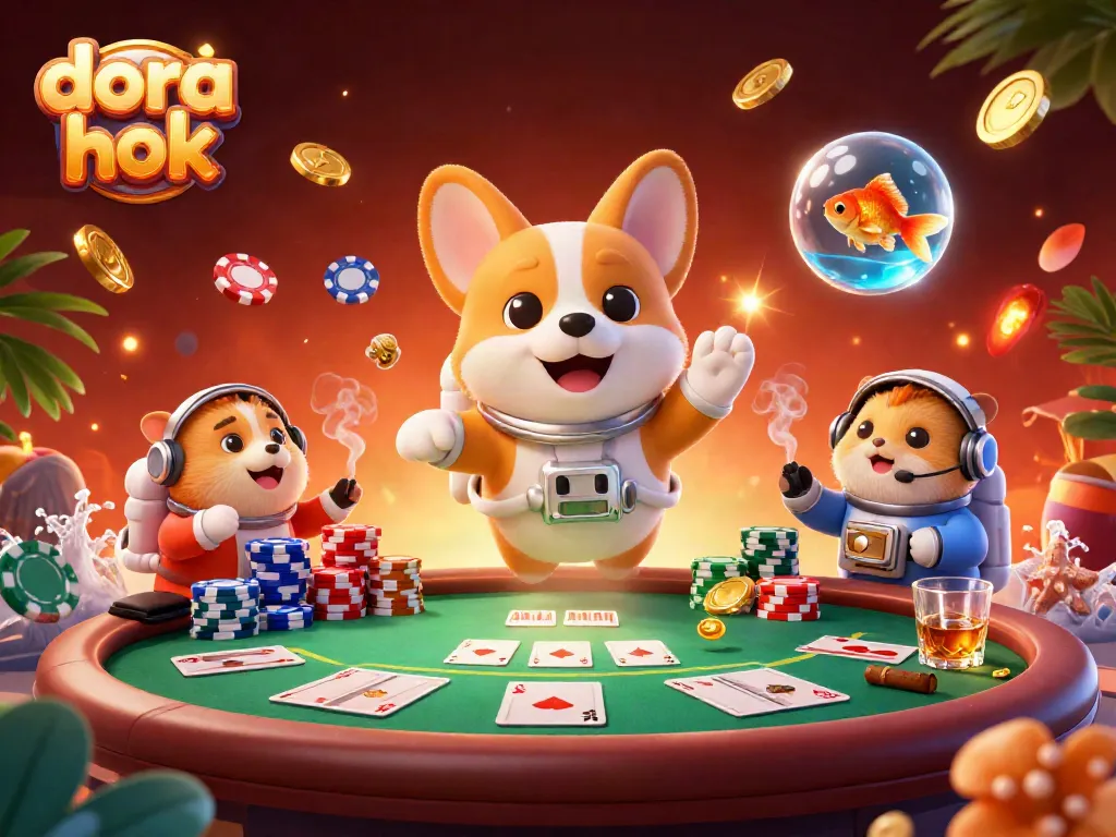 Mengoptimalkan dora hok dengan karakter lucu, corgi astronaut bermain poker di kasino luar angkasa.