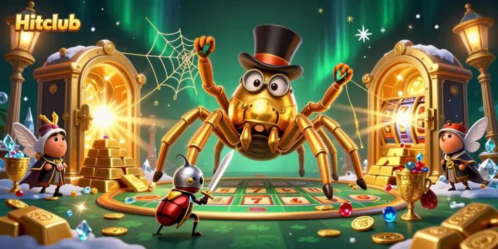 Engage in excitement with Hitclub's colorful casino scene featuring enchanting characters