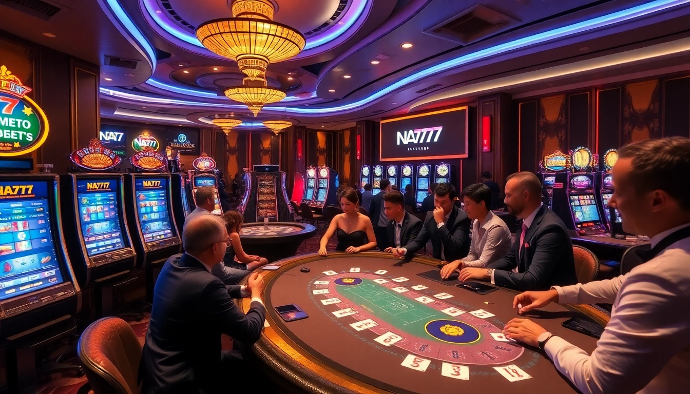 Experience the thrilling world of gambling at NA777 with professional dealers and vibrant casino action.