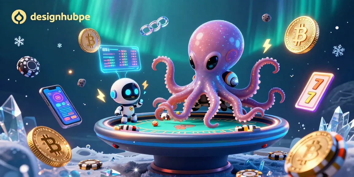 Desainhubpe mengelola meja poker holografik sambil memegang chip poker asteroid