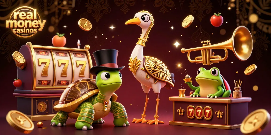 Experience real money casinos with a vibrant scene of characters and dynamic gaming elements.