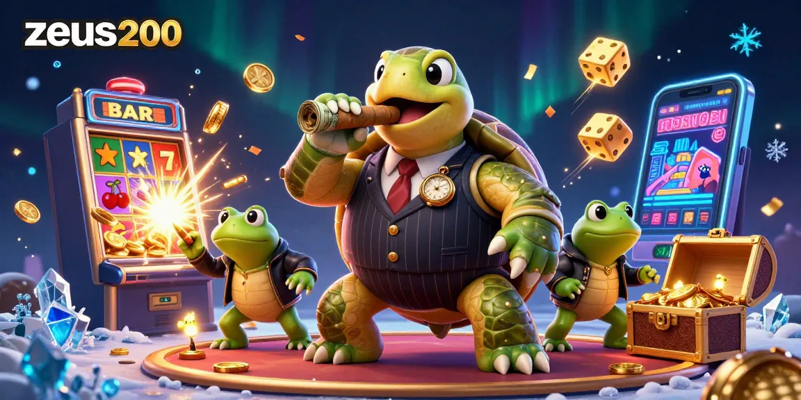 Gambarlah zeus200 dengan penyu besar dan penegak bersiap di kasino, membawa kesenangan.