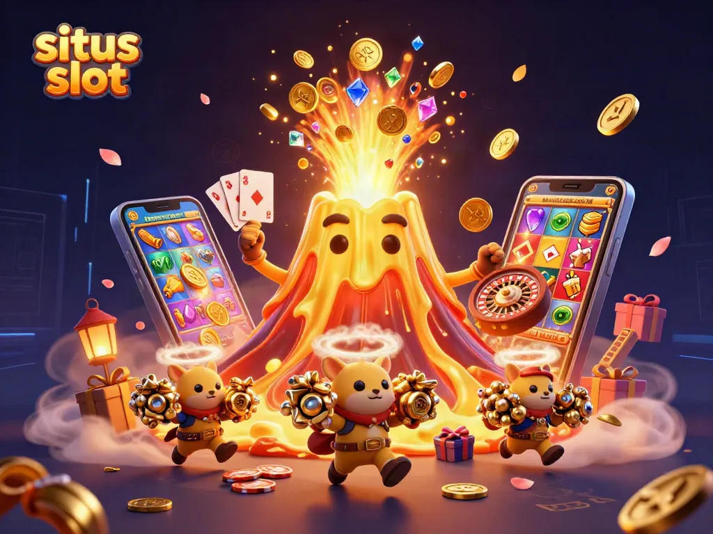 Memenangkan jackpot di situs slot RUPIAHSLOT88 dengan simbol keberuntungan dalam ilustrasi yang dinamis