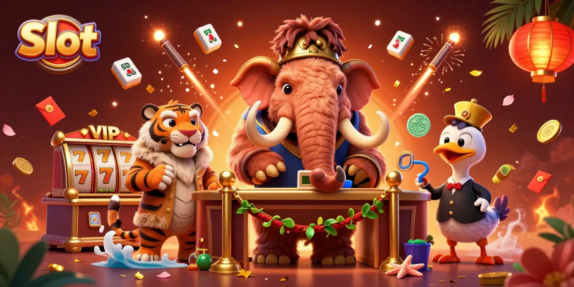 Engage in thrilling Slot adventures with vibrant characters and casino elements in a dynamic illustration.