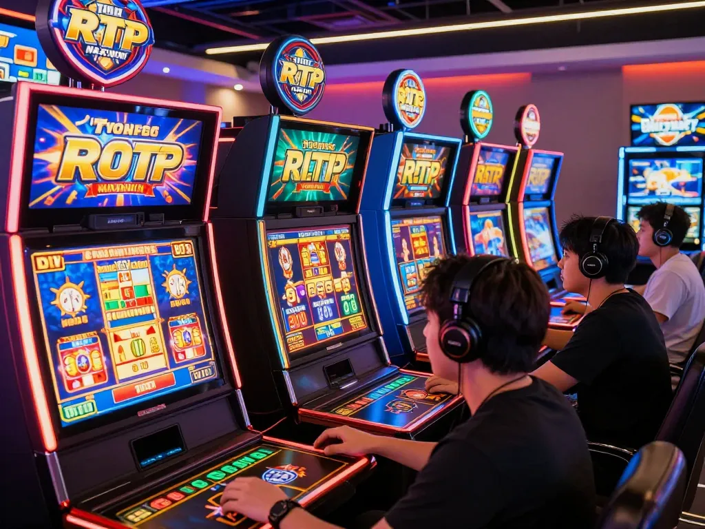 Suasana kasino langsung yang menarik, menampilkan berbagai pemain yang menikmati permainan slot virus88 dengan visual yang hidup dan antarmuka digital interaktif.