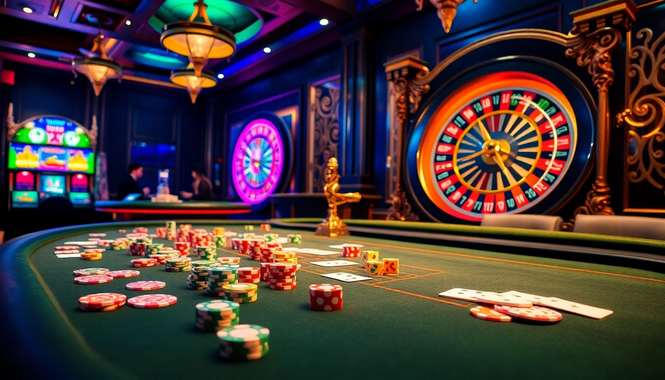 Engage in thrilling gambling at onicplay with luxurious tables and vibrant poker chips.