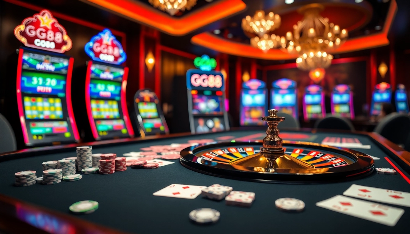Players enjoying a vibrant GG88 casino experience at a luxurious betting table.