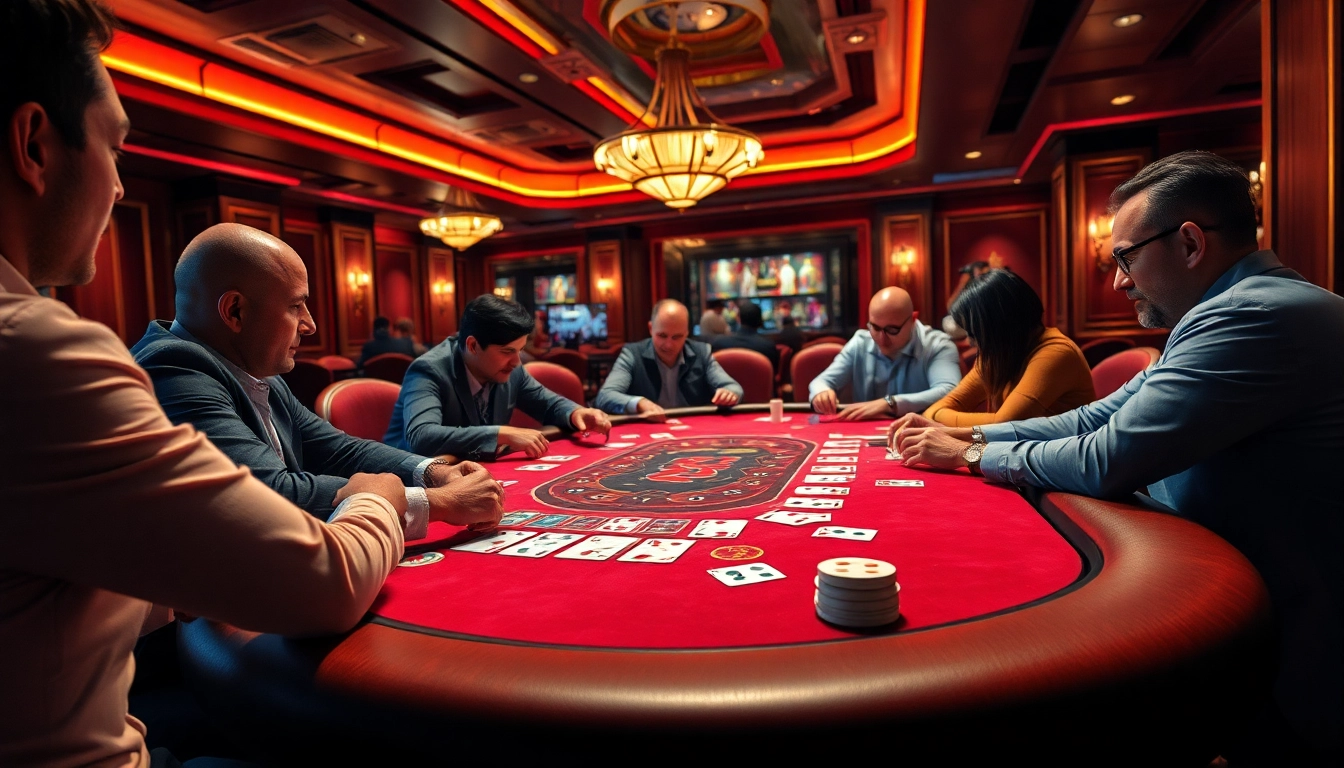 Engage with afktoto in a vibrant casino atmosphere, with players intensively focused on a high-stakes table.