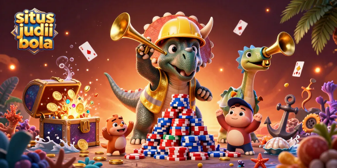 Experience situs judi bola with vibrant, action-packed cartoon scene filled with cheer and gambling excitement.