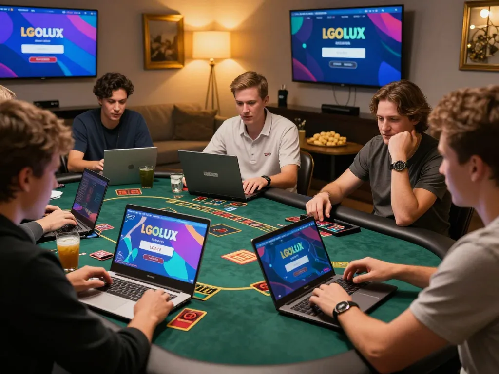 Players actively using LGOLUX LOGIN for online blackjack in a warm, inviting home setting