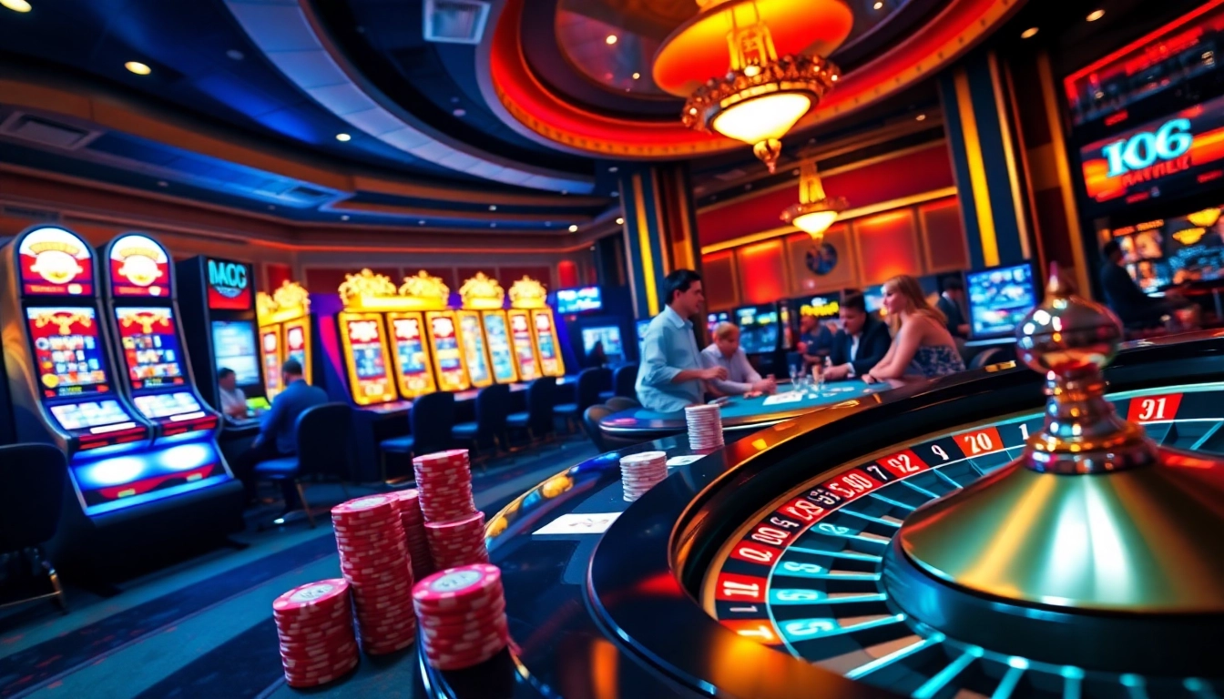 Các người chơi tận hưởng trải nghiệm casino KO66 đầy hồi hộp với những bàn chơi sôi động và máy slot.