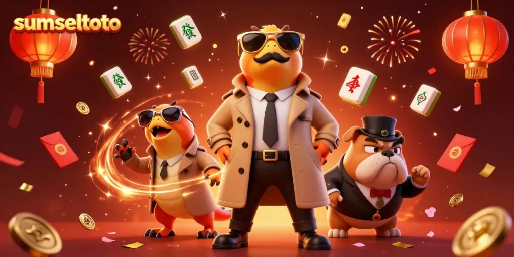 Experience the playful interaction at the sumseltoto VIP lounge, featuring cartoon raptors in disguise.