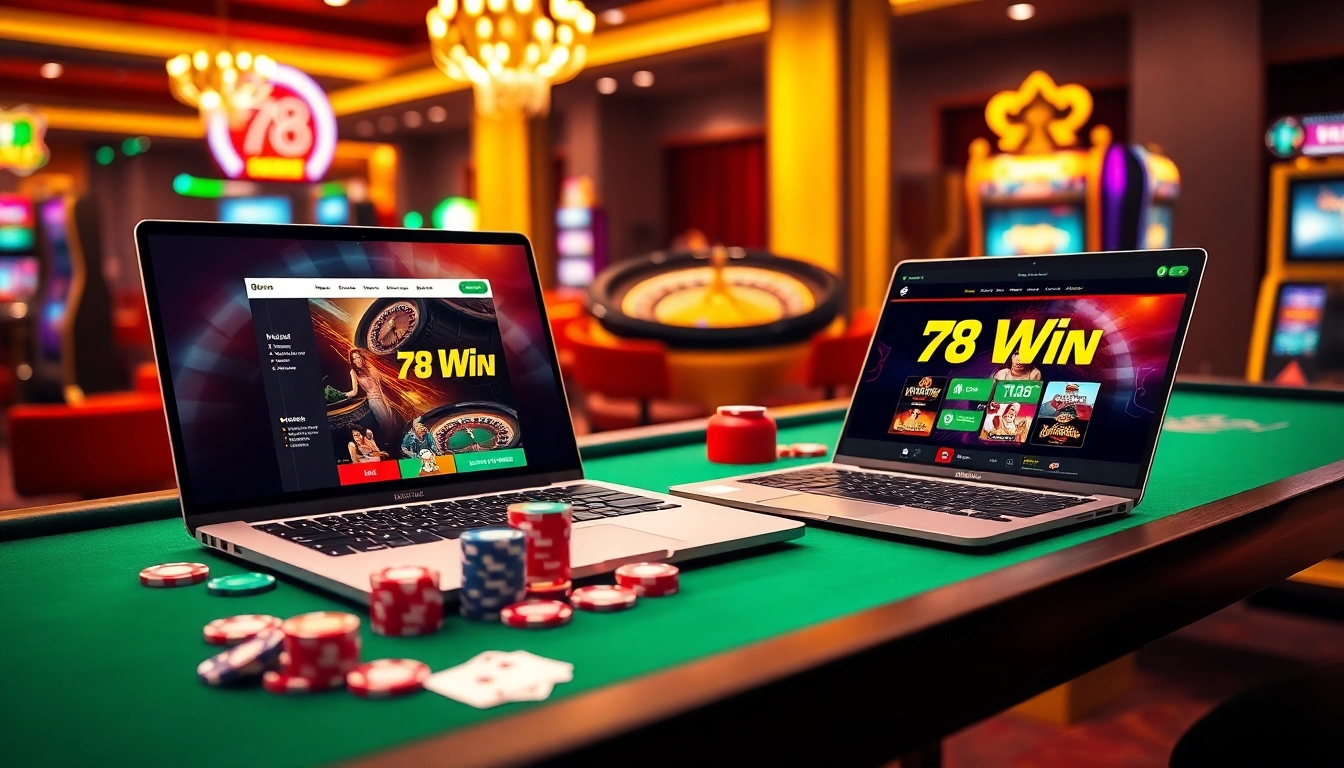 Experience the thrill of winning at 78 Win casino with vibrant gaming tables and online play.