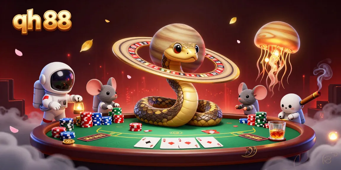 Engage in thrilling bets at qh 88 with a captivating casino scene featuring whimsical characters and dynamic elements.
