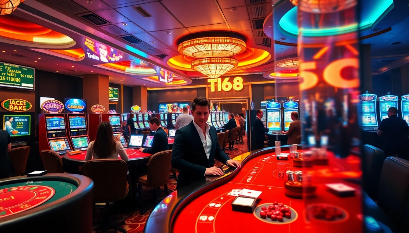Twin68's vibrant and engaging online casino with players in action, showcasing games like poker and baccarat.