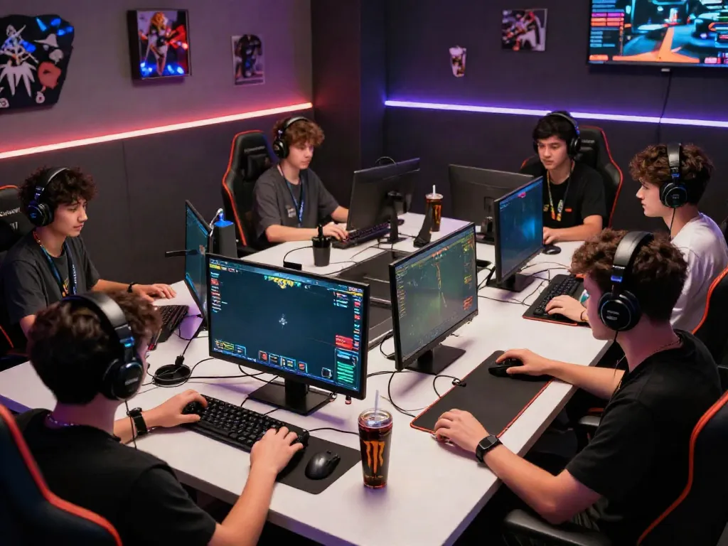 Pengalaman bermain game online dengan pemain terlibat aktif dalam sesi permainan multiplayer dan aksesori gaming, cocok untuk dewitogel login alternatif.
