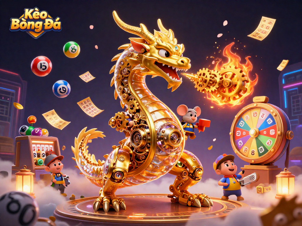 Kèo Bóng Đá engages players with vibrant lottery elements in an exciting 3D illustration.