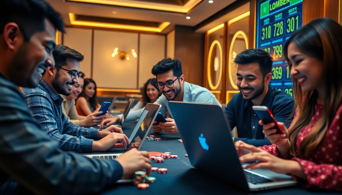 Menampilkan pemain situs togel online dengan penuh semangat di ruang permainan modern.