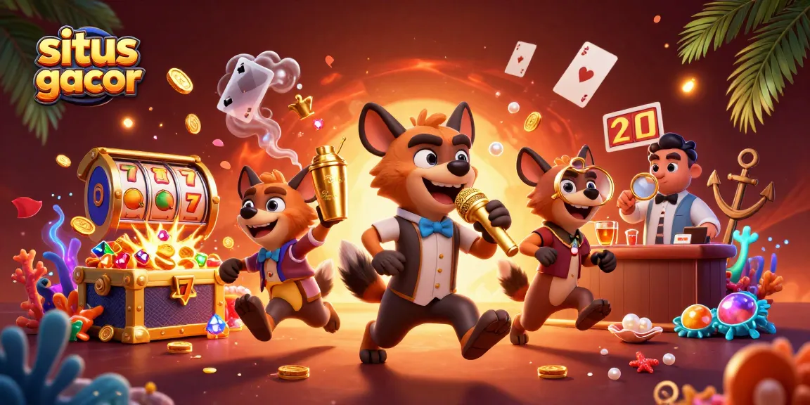 Experience the thrill at situs slot gacor with a vibrant casino scene featuring hyenas in a dynamic setting.