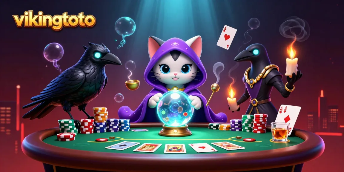 Engage with vikingtoto through a mystical casino scene featuring vibrant characters and immersive gambling elements.