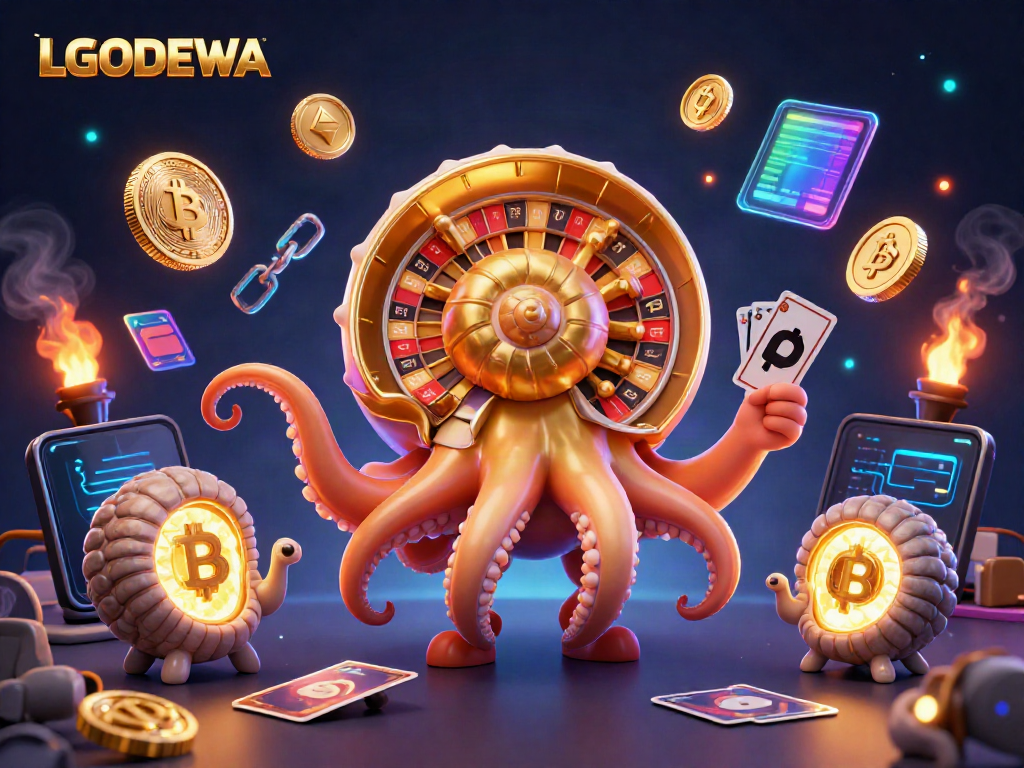 Experience the excitement with LGODEWA's thrilling casino adventures featuring a giant nautilus and crypto elements.