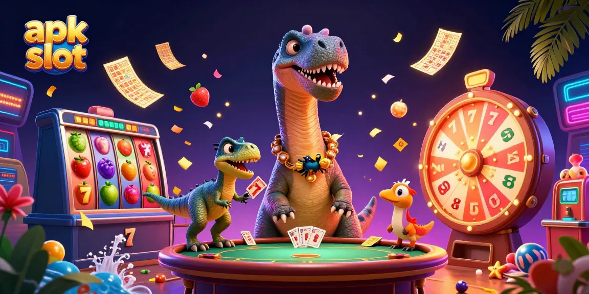 Pemain menangkap keseruan apk slot dengan simbol buah dan jackpot dalam ilustrasi 3D.