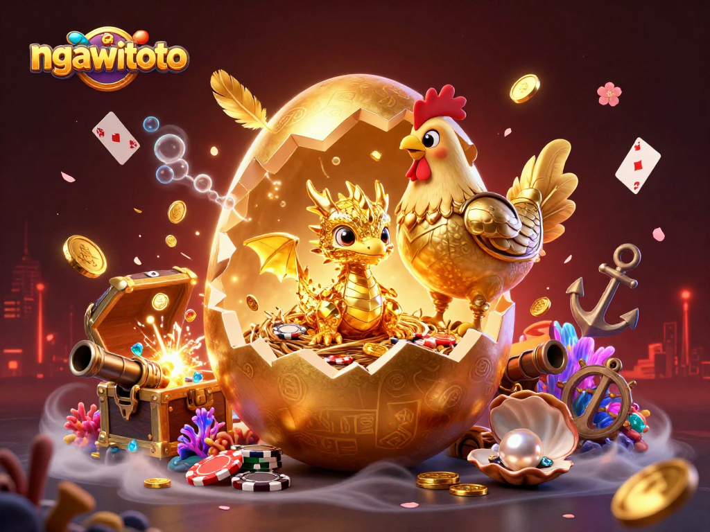 Raih kemenangan di ngalir toto dengan gambar naga emas dan chip poker yang megah