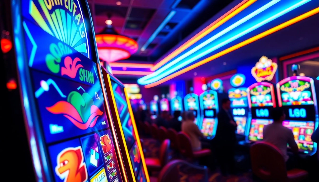Mesin slot yang berwarna-warni menarik perhatian di kasino ini.