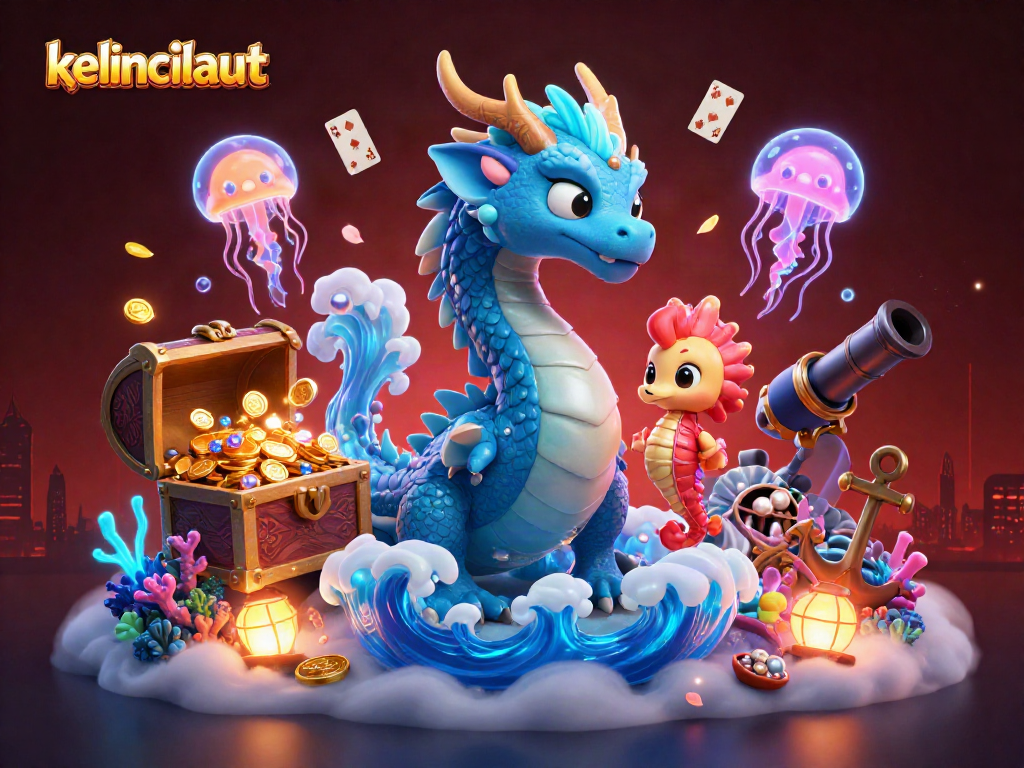 Engage with kelincilaut’s thrilling underwater adventure featuring a majestic dragon, seahorse knight, and vibrant jellyfish.