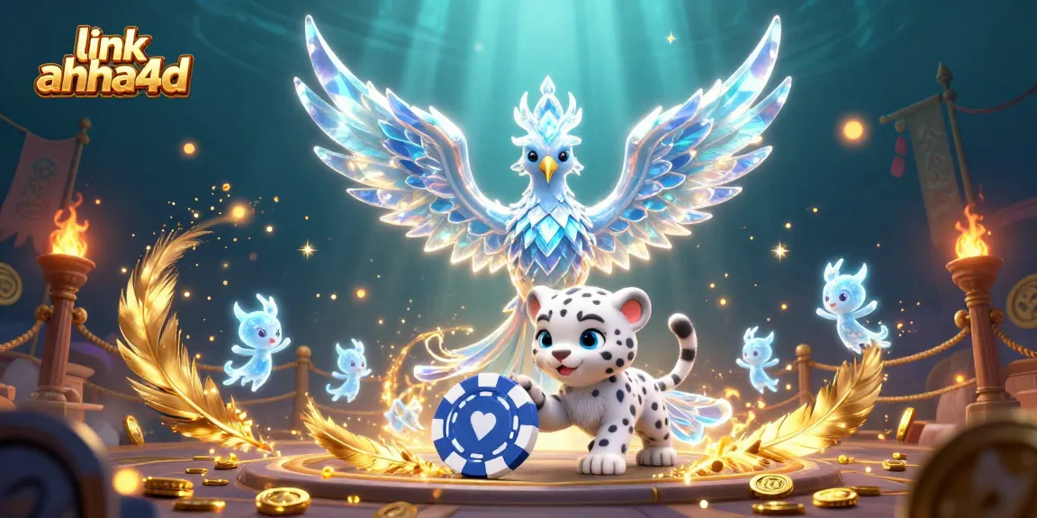 Permainan menarik dengan link ahha4d, menampilkan phoenix es dan chip poker di latar belakang yang spektakuler.