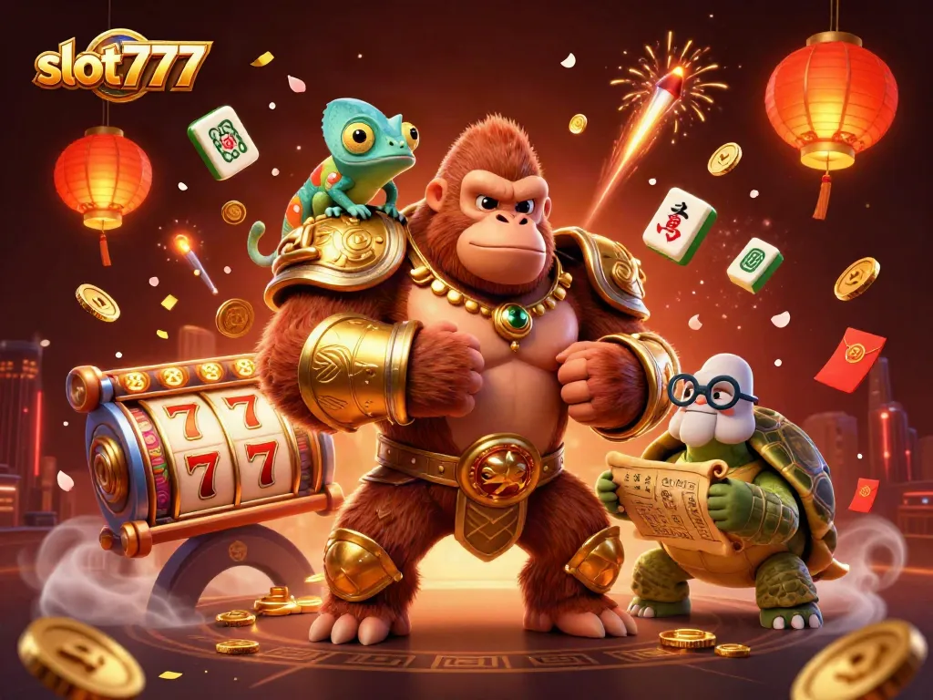 Slot777 menghibur dengan pertempuran karakter 3D di kasino bertema, dikelilingi elemen permainan menarik.
