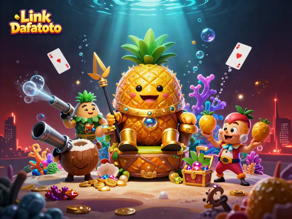 Menangkan permainan dengan Link Dafatoto dalam ilustrasi kasino 3D yang hidup dan berwarna.