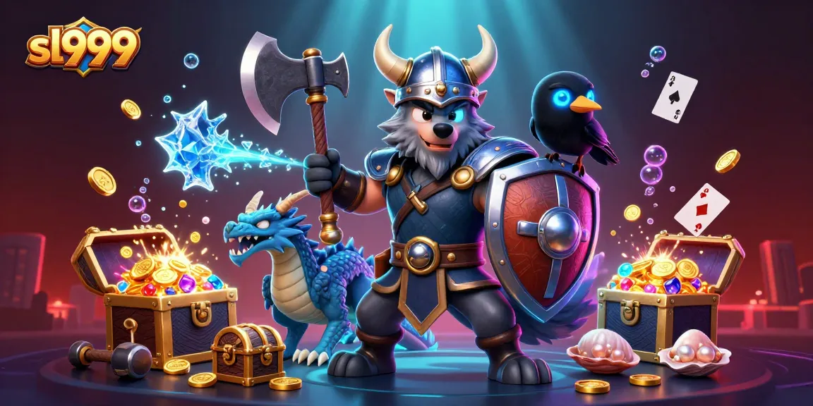 Experience winning strategies at sl999 with a vibrant 3D casino illustration, showcasing dynamic game elements.
