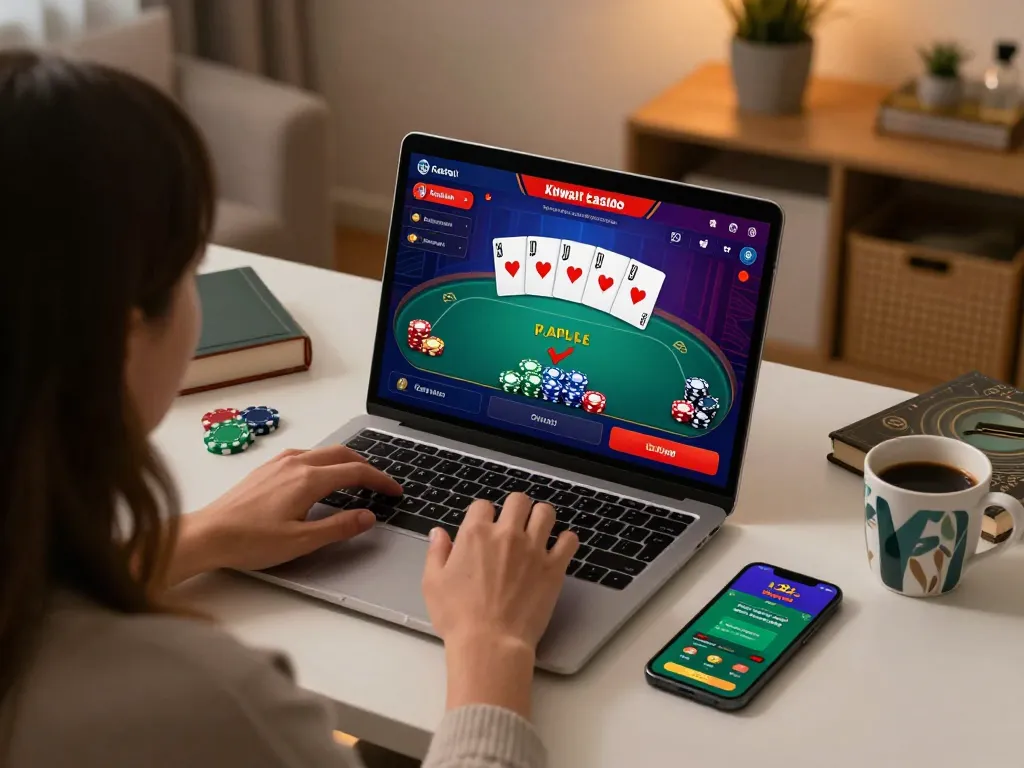 Engaging online gaming moment with Kuwin app interface showing poker bets.