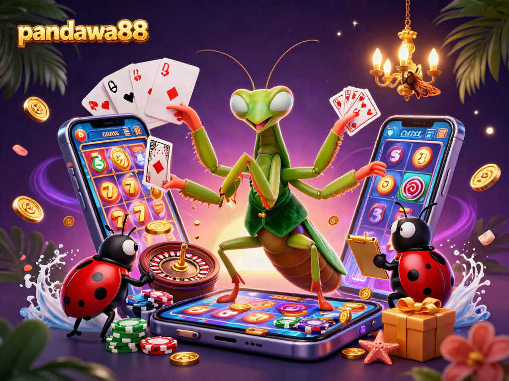 Pandawa88 menghibur di kasino dengan mantis, ladybug, dan elemen slot yang menarik