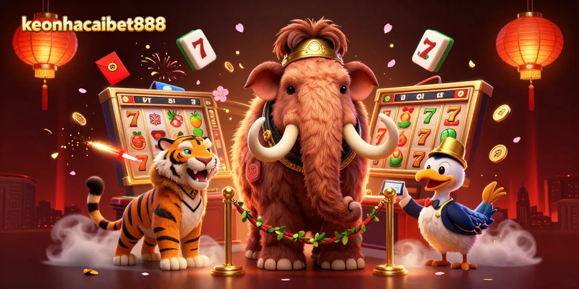 Experience the vibrant casino scene with keonhacaibet888 showcasing its colorful characters and gaming elements.