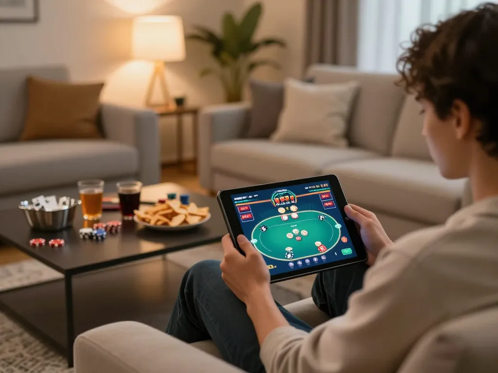 Players strategizing their next move in King88's online poker game setting.