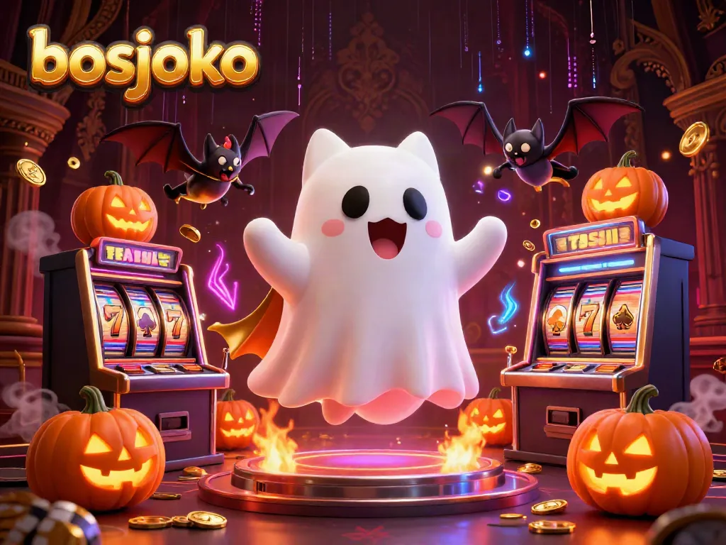 Experience the excitement of bosjoko slots with ghost cat and bat companions in a haunted casino setting.